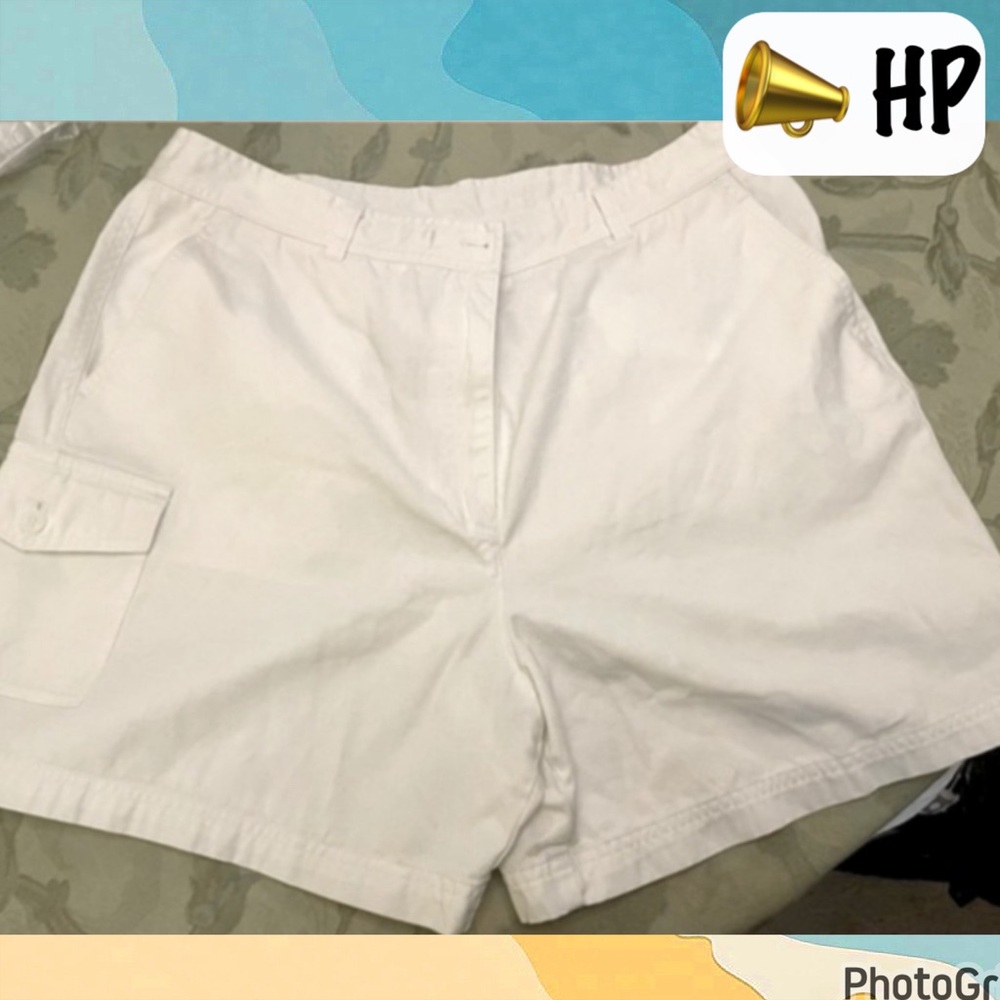 Jones New York Sport Neutral 100% Cotton Cargo Pockets Belt Loop White Short 16